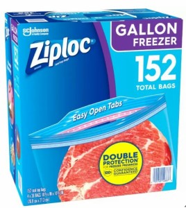 ジップロック フリーザーガロン ダブルジッパー 保存袋 152袋 Ziploc フリーザー バッグ（26.8cmx27.3cm） コストコ あす楽　楽天ロジス