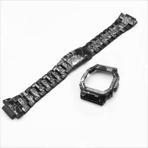 カスタムパーツ G-SHOCK  5600 -5610ケース ベルトセット ステンレス材質 海外互換製品 シルバー ブラック