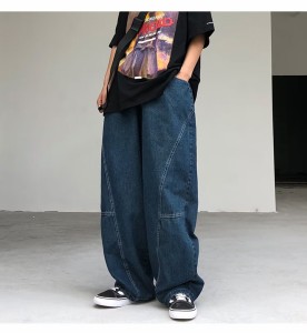 極太 デニムパンツ メンズ ジーンズ ヒップホップ ワイド バギーパンツ ルーズフィット B系 ストリート系 HIPHOP 大きいサイズ ゆったり