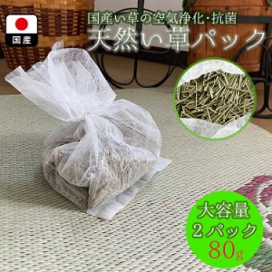 国産福岡産 い草 消臭 パック 2個セット 大容量80ｇ 清風  【 抗菌 消臭 畳み端切れ イ草 脱臭 空気浄化作用 吸湿 発散作用 癒し効果 抗