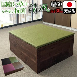 畳 ユニット 完成品 緑茶カテキン＋い草 （60×60　高さ30ｃｍブラウン） 日本製 清風 収納付き 【 高床式ユニット畳 い草 収納 デザイン