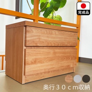 チェスト 完成品 国産 奥行30ｃｍ （60cm幅2段 薄型 チェスト)【エール 収納付 ベンチ 木製 玄関ベンチ 箪笥 タンス 木製ベンチ 引き出し