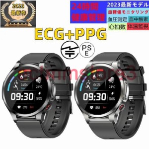 「非侵襲的血糖値測定」スマートウォッチ 日本製センサー 心電図ECG+PPG 24時間体温管理 血圧血中酸素 心拍数 着信通知 睡眠検測 ギフト 