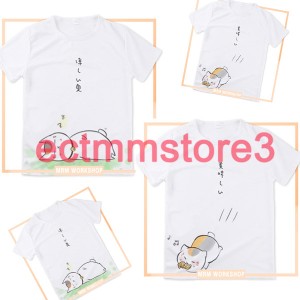 夏目友人帳 ニャンコ先生 　柔らかい　Tシャツ 半袖　トップス T-shirt 大人気   キャラクターグッズ　アニメ 痛服 可愛い