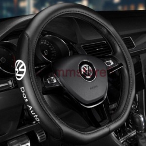 Volkswagen 高品質 本革 ステアリングカバー フォルクスワーゲン ブラック