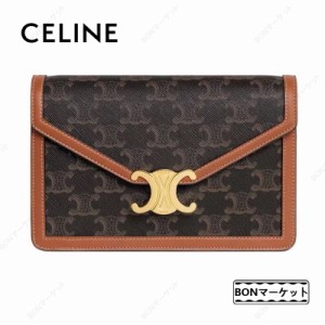 【一点限定】CELINE セリーヌ celine チェーンウォレット ミニ バッグ トリオンフ刺繍入りデニム カーフスキントリオンフ レディース 送