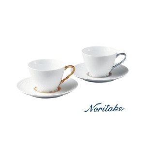 【ノリタケ】≪アミ≫ ティー・コーヒー碗皿ペア（金・銀） 1605-6L/P94589
