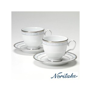 【ノリタケ】≪ハンプシャープラチナ≫ ティー・コーヒー碗皿ペア