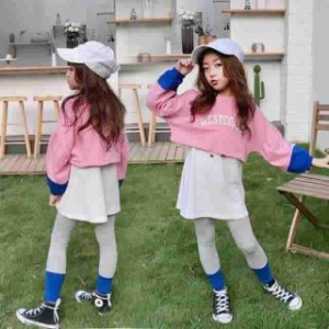 子供服 セットアップ 女の子 長袖 春 秋着 上下セット 韓国子供服 キッズ ジュニア Tシャツ デニムパンツ 長ズボン 可愛い おしゃれ 小