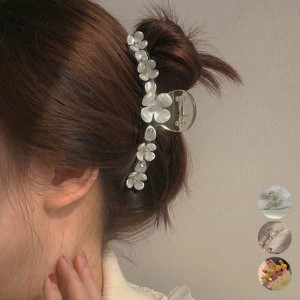 ヘアクリップ 樹脂 大人っぽい まとめ髪 お洒落 花 バンスクリップ 大きめ 髪留め ヘアアクセサリ