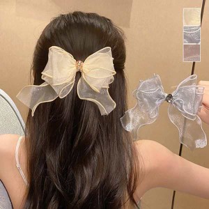 ビッグリボン ヘアクリップ レディース リボンクリップ リボンバレッタヘアアクセサリー 髪飾り 蝶々結び