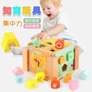 春新作 型はめ 知育 パズル ボックス 知育玩具 積み木 木のおもちゃ 型はめおもちゃ 立体 色彩 感覚 赤ちゃん おもちゃ ボックス 木製 ブ