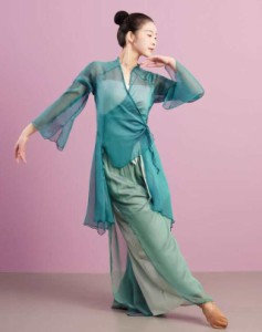 大人古典ダンス衣装 チュール羽織 魅力たっぷり女性バレエ 古典ダンスウェアシフォンスリットパンツガウチョパンツレディース 中華 民族