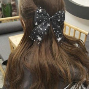 選べる2タイプ チュールリボン クリップ バレッタ ポニー ヘアアクセサリー ヘアーアクセサリー 結婚式 リボン かわいい 姫系 2点セット