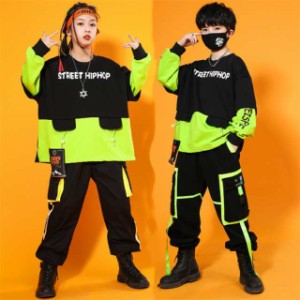 キッズダンス衣装長袖 セットアップ 韓国 子供服 ヒップホップ k-pop ファッション 女の子 男の子 新品 ダンス 衣装 キッズ 上下 ストリ