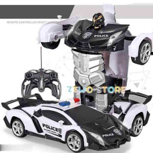 ラジコンカー 車おもちゃ おもちゃの車 子供用おもちゃ スタントカー 警察車 変形可能なリモートコントロールカー 360°回転モード 45分2