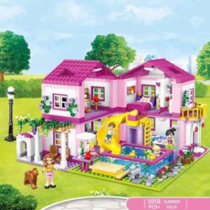ブロック レゴ互換 家 2階建て ピンク 女の子 かわいい 別荘