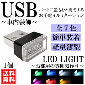 軽量小型 綺麗 USB イルミライト LED イルミネーション イルミカバー 車内照明 ライト ポート 車用 車内