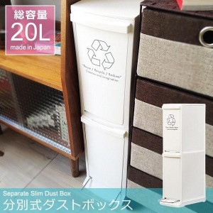 ゴミ箱 2分別 2段 ペダル スリム 20リットル 縦型 キッチン おしゃれ