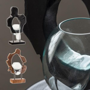 ガラスオブジェ おしゃれ テラリウム アクアリウム 水槽 熱帯魚 花瓶 プランター 木製 ガラス製 アート 置き物 インテリア ブラック 黒 