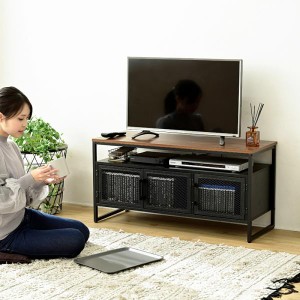 テレビ台 幅100cm インダストリアル ビンテージ風 レトロ アメリカン 扉付き メッシュ 金網 40インチ 40型 ローボード TV オープンラック