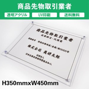 商品先物取引業者 透明アクリル　UV印刷　プレート看板 送料無料 【内容印刷込】◎W450×H350mm 厚み5mm