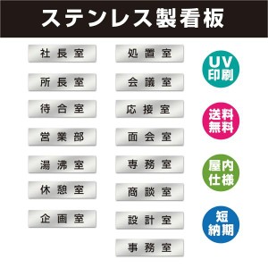 ステンレス製 看板 表札 UV印刷 　200mm×40mm プレート 室名札  サインプレート 名入れ ルーム ドア ネーム オーダー 会社 店舗 両面テ