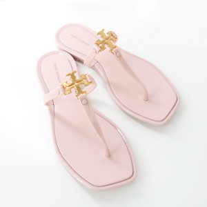 TORY BURCH トリーバーチ ROXANNE JELLY 137704-650 MEADOWSWEET/GOLD エナメルトングサンダル フラットサンダル ロゴ ペタンコ ピンク