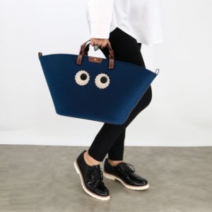 ANYA HINDMARCH アニヤハインドマーチ 5050925170154 21086778 Felt Eyes Tote Recycled Felt in Dark Petrol アイズ トートバッグ リサ