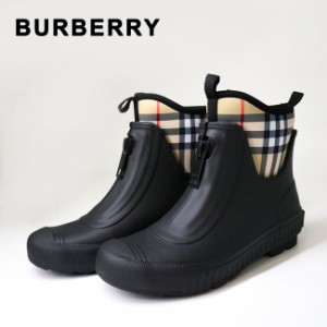 BURBERRY バーバリー ヴィンテージチェック レインブーツ 8048573 ラバーブーツ 長靴 ショートブーツ ショート丈 ブラック×アーカイブベ