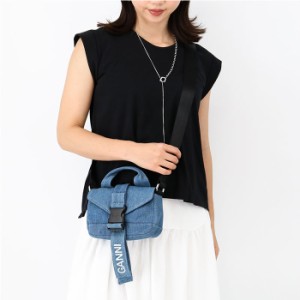 GANNI ガニー ミニトートバッグ A5460 TECH MINI SATCHEL BAG DENIM ショルダーバッグ ロゴ ミニバッグ クロスボディ デニム 2WAY ハンド