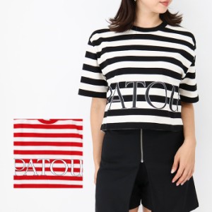 PATOU パトゥ JE1099990 レディースロゴTシャツ ボーダーTシャツ ショート丈 クロップド丈 ボクシーシルエット オーガニックコットン SS 