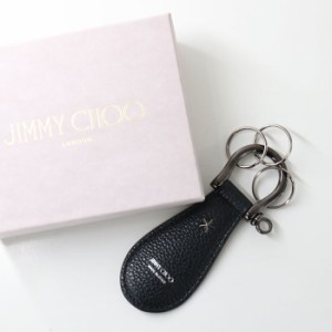 JIMMY CHOO ジミーチュウ WARREN キーリング グレイニー カーフレザー キーチャーム キーホルダー　ブラック スタッズ ブランドBOX入り 