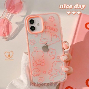 アイフォン 13 ケース iPhone11 promax ケース iPhone12 mini ケース iPhone XS ケース うさぎ ウサギ イラスト 手書き風 ピンク 可愛い 