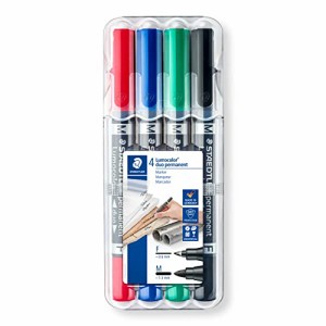 ステッドラー(STAEDTLER) 油性ペン ルモカラー デュオ ツインタイプ 0.6mm 1.5mm 4色セット 348 WP4