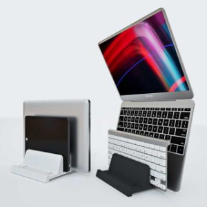 PCスタンド 縦置き ノートパソコンスタンド 2台収納 幅 調整可能 タブレット ブックスタンド スマートフォンスタント MacBook Air Pro iP