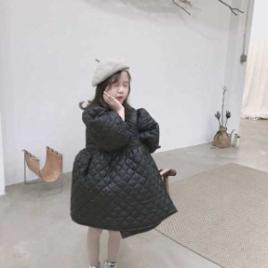 子供ワンピース 冬服 キッズ ベビー コート 厚手 キッズ服 子供服 こどもドレス 長袖 ランタンスリーブ ルーズ  厚手 コットン 韓国風 お