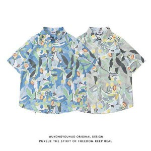アロハシャツ シャツ レディース メンズ 男女兼用 開襟シャツ 夏物 ハワイアン 5分袖  総柄 可愛い ゆったり dd016z7z7w9