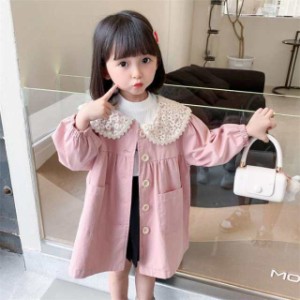 トレンチコート キッズ 子供服 女の子 秋服 コート アウター ロングコート ジャケット トップス レース 韓国子供服