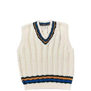 15％COUPON配布中  COOHEM / SUKASHI TILDEN KNIT V/T 10 WHTIE コーヘン チルデンセーター