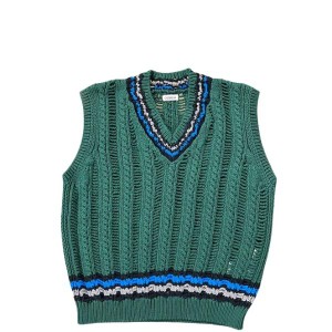 15％COUPON配布中  COOHEM / SUKASHI TILDEN KNIT V/T 52 GREEN コーヘン チルデンセーター