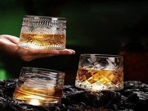 ウイスキーグラス　2個セット 250ml  ロックグラス グラス ウイスキー　回転する　底部半球 厚肉　ガラスグラス クリスタルグラス