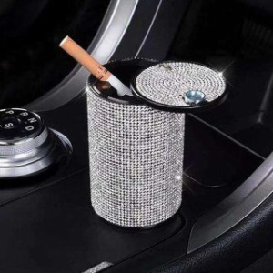 車用 灰皿 ふた付き灰皿 キラキラ 消臭 車内タバコ 大容量 かわいい ドリンクホルダー