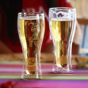 ビールグラス グラス 酒器  ビール コップ 食器 カトラリ ダブルウォールグラス  お洒落な プレゼント  来客用 耐熱 保温 保冷 2個セット