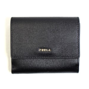 フルラ FURLA 財布 二つ折り財布 折りたたみ財布 バビロン S pcy8uno-b3-o6 レディース ブラック ゴールド サフィアーノレザー ロゴ ブラ