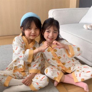 パジャマ 子供 長袖 綿 こども パジャマ 前開き キッズ 女の子 子供服 ガールズ ルームウェア 薄手 Vネック 寝間着 部屋着 女児 可愛い 