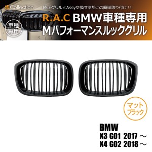 R.A.C Mルック ツインフィン グリル マットブラック BMW X3 G01 2017-(商品コード:140049)