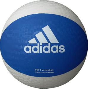 アディダス adidas バレーボール  ソフトバレーボール 白 青 ホワイト ブルー ゴム ソフト バレーボール ソフトバレー ママさんバレー 一
