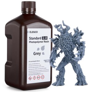 ELEGOO 3Dプリンター用レジン 405nm UV硬化標準フォトポリマー樹脂 2.0 液晶3Dプリント用 高精度 低臭 グレー 2000g