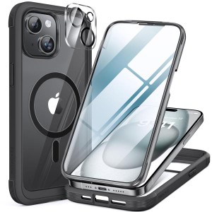 Miracase iPhone15 用 ケース MagSafe対応 9H 強化ガラス 360°保護 スマホケース iPhone15 用 カバー 全身